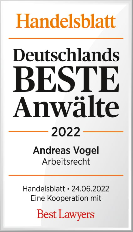 Handelsblatt - Deutschlands beste Rechtsanwälte im Arbeitsrecht - 2020, 2021 und 2022