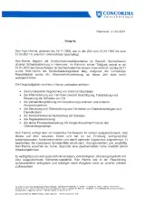 Arbeitszeugnis der Concordia Versicherungs-Gesellschaft a.G. vom 31.03.2021 