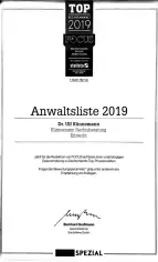 FOCUS Magazin 2019 TOP-Anwalt Erbrecht