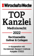 WirtschaftsWoche TOP Kanzlei Medizinrecht 2022 Rechtsanwälte Gellner & Collegen
