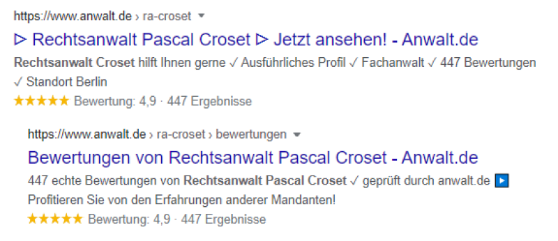 anwalt.de Google-Ergebnis Screenshot Pascal Croset 