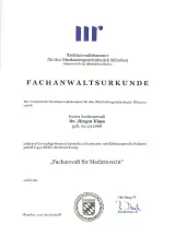 Urkunde Fachanwalt für Medizinrecht