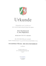 Urkunde Fachanwalt für Bau- und Architektenrecht