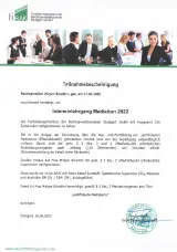 Zertifizierte Mediatorin; Ausbildung am Fortbildungsinstitut der RAK Stuttgart