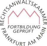 Amtliches Prüfsiegel "Fortbildungsnachweis" der Rechtsanwaltskammer Frankfurt