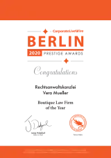 Corporate LiveWire Award - Berlin 2020 - Boutique Law Firm of the Year