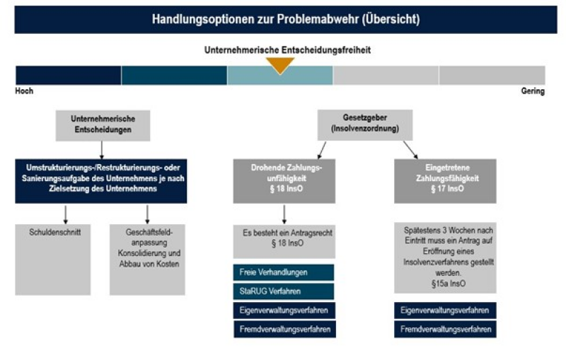 Darstellung der Sanierungsoptionen bei GmbH Insolvenz