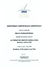 Certificate of Mediation, ADR & ODR Academy of European Law July 2016
