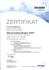 Zertifikat Datenschutzbeauftragte- TÜV Nord