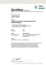Zertifikat nach § 15 FAO "Aufklärung über das Totalverlustrisiko bei Sachwertanlagen"
