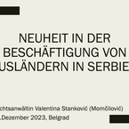 RAin Valentina Stankovic hielt einen Vortrag zum Thema: „Neuheit in der Beschäftigung von Ausländern in Serbien“