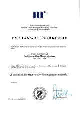 Fachanwaltsurkunde "Miet- und Wohnungseigentumsrecht" (RAK)