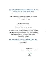 Zertifikat der Rechtsanwaltskammer Düsseldorf