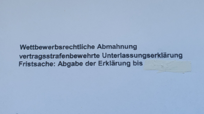 Abmahnung vom Verband bayerischer Kfz-Innungen für fairen Wettbewerb e.V. 