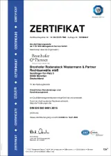 TÜV-Süd Zertifikat über anwaltliches Dienstleistungs- und Qualitätsmanagement