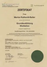 Zertifikat Grundausbildung Mediation April 2016