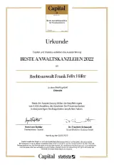 Beste Anwaltskanzleien in Deutschland 2022 im Erbrecht (CAPITAL, Ausg. 6/2022)