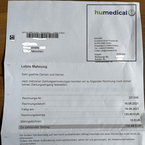 Unberechtigte Zahlungsaufforderung - humedical -ALPHA-RIBS GmbH