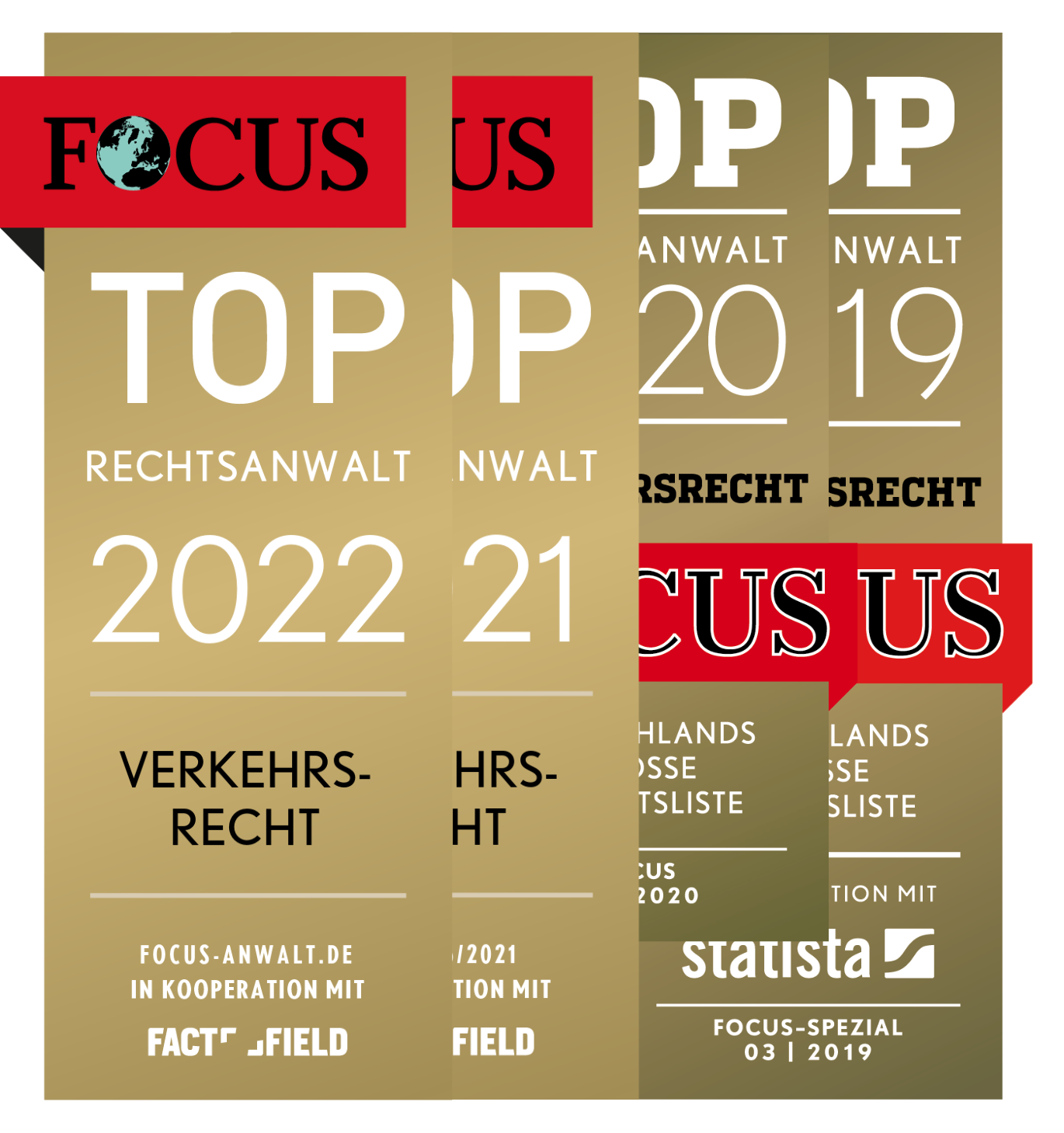 FOCUS TOP Anwalt Verkehrsrecht in den Jahren 2019-2022